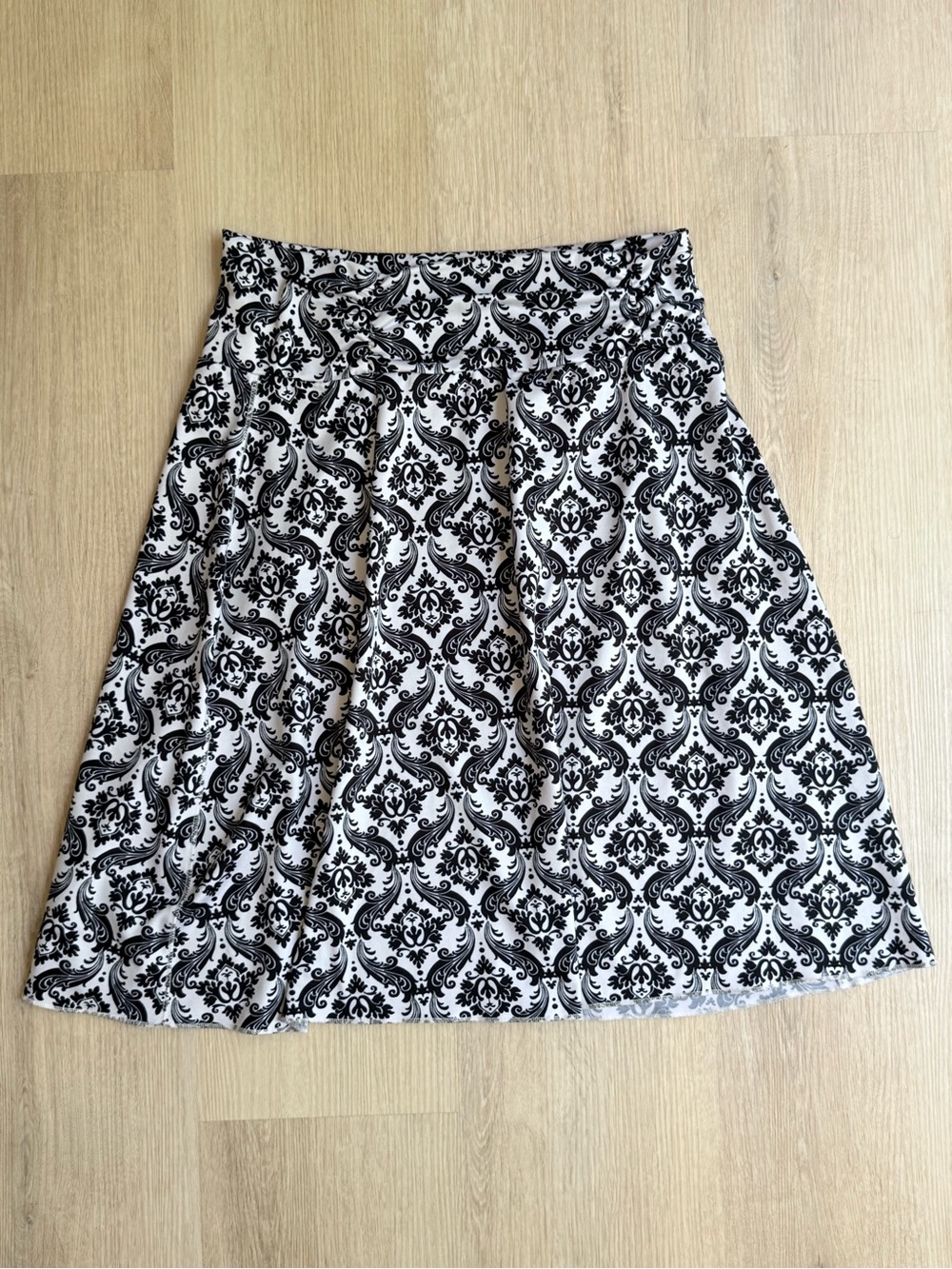 Tranquility by Colorado Clothing Black & White Damask A-Line Skirt